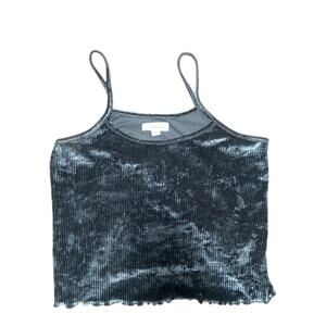 Colsie Black Velvet Ribbed Crop Top Tank Womens XS Spaghetti Straps